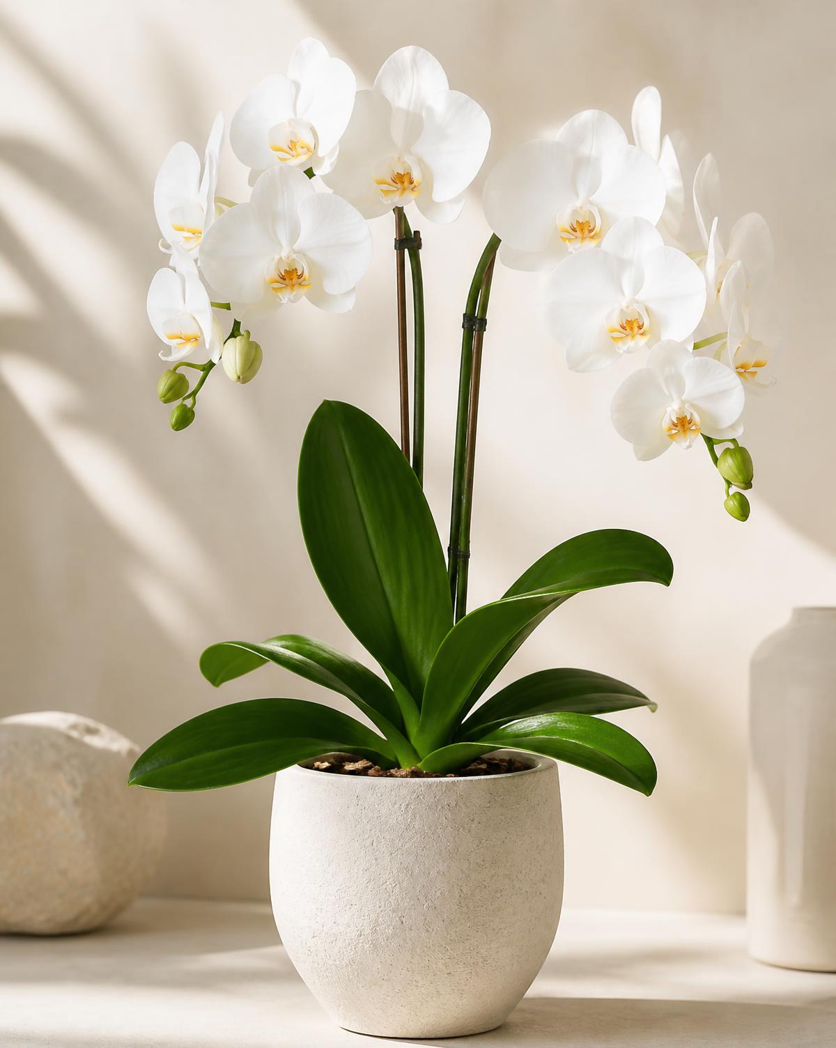 Orquídea branca em vaso